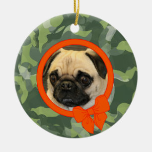 Pet Photo Camouflage With Orange Bow Ceramic Tree Decoration