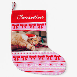 Pet Photo Christmas Faux Knit Sweater with Name Small Christmas Stocking