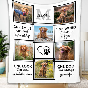 Pet Photo Collage Dog Lover Quote Unique Keepsake  Fleece Blanket