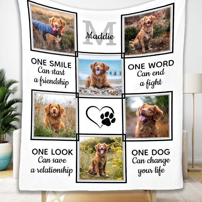 Pet Photo Collage Dog Lover Quote Unique Keepsake  Fleece Blanket (Creator Uploaded)