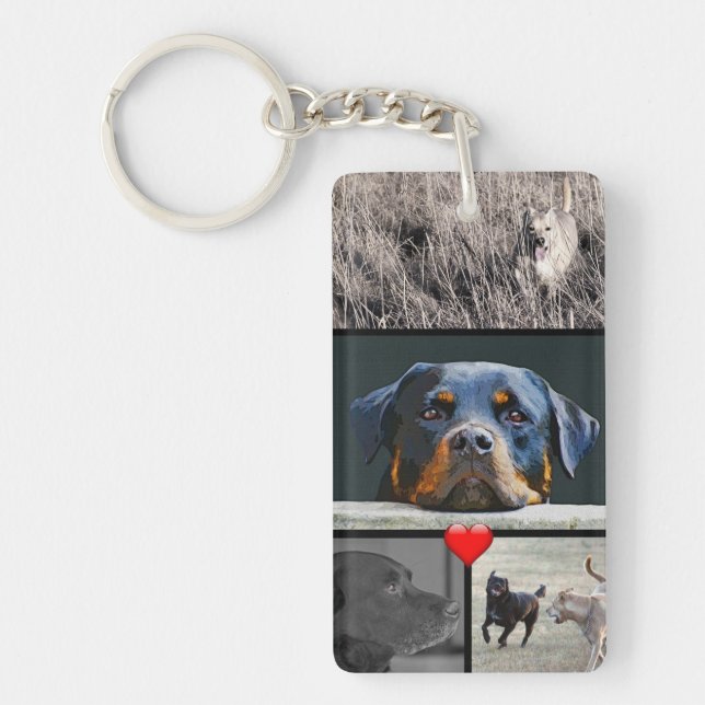 Pet Photo Collage Heart Key Ring (Front)