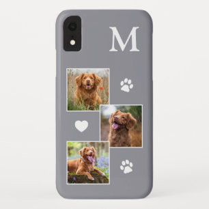 Pet Photo Collage Modern Monogram Grey Dog Case-Mate iPhone Case