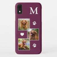 Pet Photo Collage Modern Monogram Magenta Dog