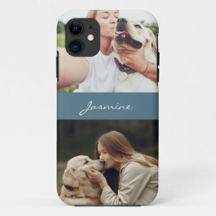 Pet Photo Collage Teal Blue Case-Mate iPhone Case