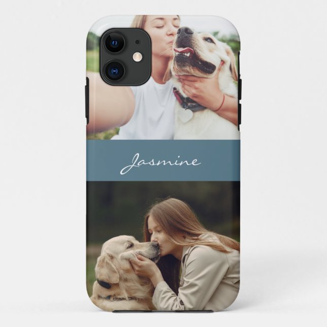 Pet Photo Collage Teal Blue Case-Mate iPhone Case (Back)