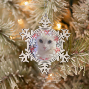Pet Photo Custom Snowflakes  Snowflake Pewter Christmas Ornament