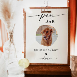 Pet Photo Drink Sign Wedding Open Bar Sign