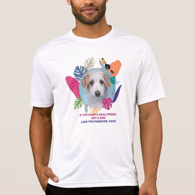 Pet photo, editable dog summer frame design T-Shirt (Front)