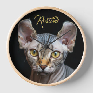 Pet Photo Elf Sphynx Cat Portrait Personalised  Clock