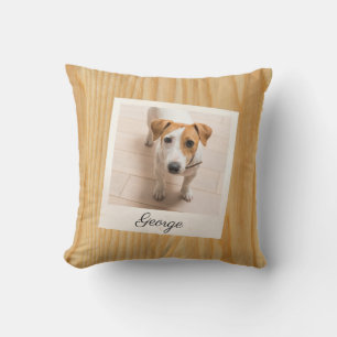 Pet Photo Frame Rustic Wood Personalised Cushion