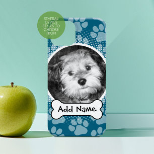 Pet Photo Frame with Paw Prints and Dog Bone iPhone 15 Mini Case