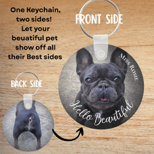 Pet Photo Front and Back Pet Name fun Key Ring