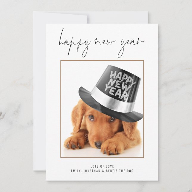 Pet Photo Happy New Year 2026 Calendar Holiday Card (Front)