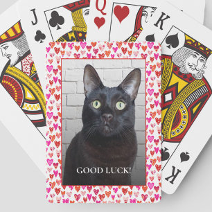 Pet Photo Heart Frame Good Luck Personalised Playing Cards