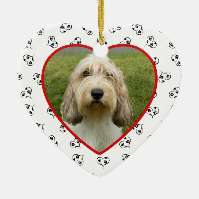 Pet Photo Heart Frame Personalised Ceramic Tree Decoration (Front)
