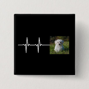 Pet Photo Heartbeat / Add Your Pet Photo 15 Cm Square Badge