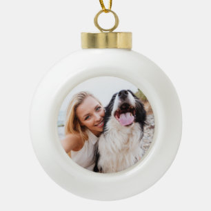 Pet Photo Memorial Ceramic Ball Christmas Ornament