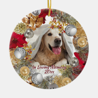 PET PHOTO MEMORIAL Christmas Wreath Customisable Ceramic Tree Decoration