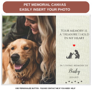 Pet Photo Memorial  Pet Loss Quote Personalised Canvas Print