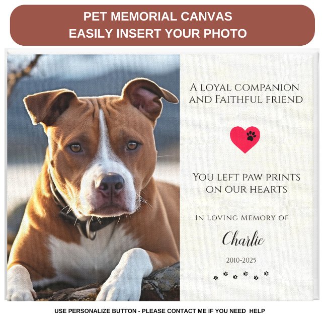 Pet Photo Memorial  Pet Loss Quote Personalised Canvas Print (Creator Uploaded)