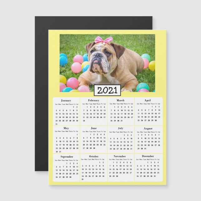 Pet Photo Mini 2021 Calendar Magnetic Invitation (Front/Back)
