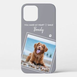 Pet Photo Modern Quote Gray Cat Dog iPhone 12 Pro Case