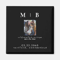 Pet Photo Monogram Black Save the Date Wedding
