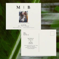 Pet Photo Monogram Cream Save the Date Wedding