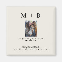 Pet Photo Monogram Cream Save the Date Wedding