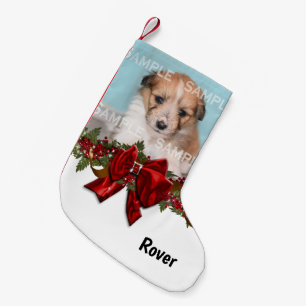 Pet photo name festive christmas garland 2 small christmas stocking