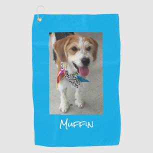 Pet Photo & Name (or Child), Customise, Sky Blue Golf Towel