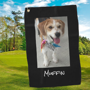 Pet Photo or Child's Photo & Name, Customise Black Golf Towel