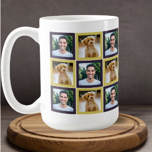 Pet Photo Patchwork Squares Pattern Mum Dad Coffee Mug