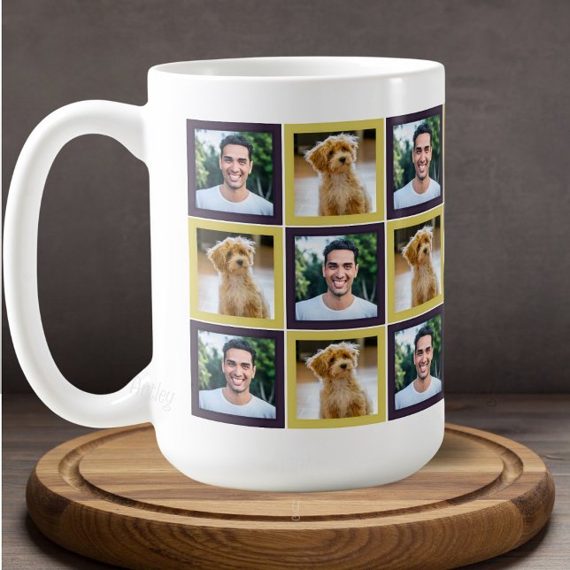 Pet Photo Patchwork Squares Pattern Mum Dad   Coffee Mug (Creator Uploaded)