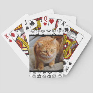 Pet Photo Paw Prints Customise Personalise Cat Dog Playing Cards