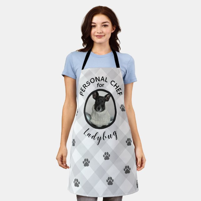 Pet Photo Personal Chef Paw Prints Personalised Apron (Worn)
