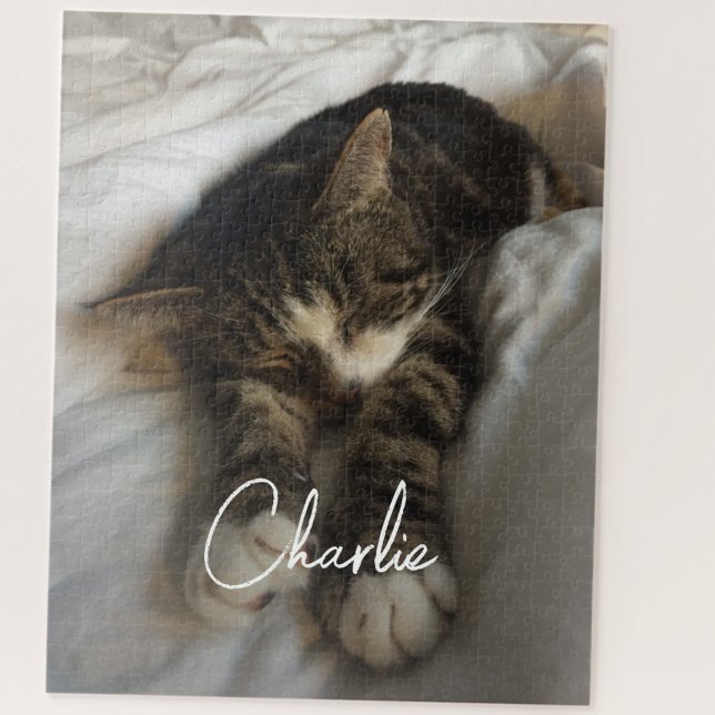 Pet Photo Personalised Jigsaw Puzzle (Personalized script name pet cat dog photo jigsaw puzzle for an animal lover)