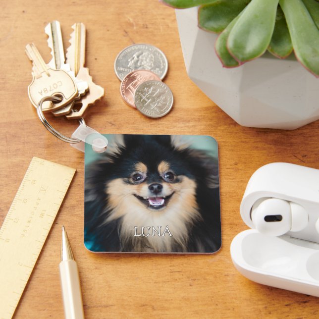 Pet Photo Personalized with Name Dog Lover Key Ring (Desk)