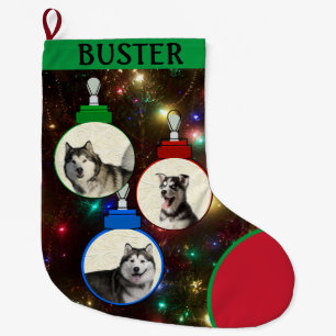 Pet Photo Tree Ornaments Add Name Large Christmas Stocking