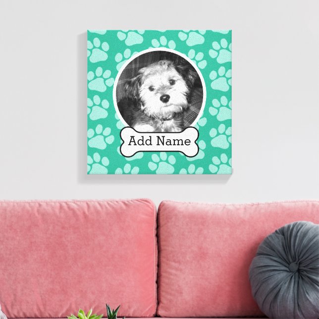 Pet Photo with Dog Bone and Paw Prints Green (Insitu(LivingRoom))