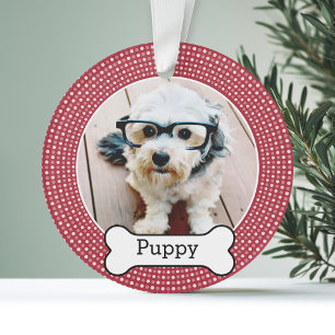 Pet Photo with Dog Bone - Double Sided Ornament