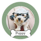 Pet Photo with Dog Bone - green polka dots