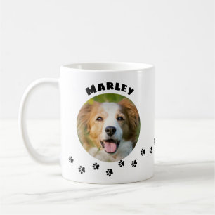 Pet Photo with Paw Prints Trail for Cat and Dog Coffee Mug