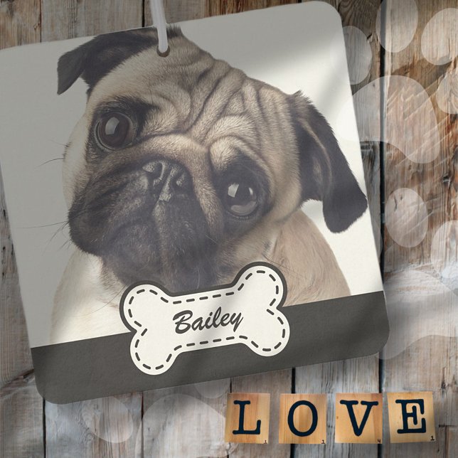 Pet Photos on Dog Bone Name Plate Car Car Air Freshener (Creator Uploaded)