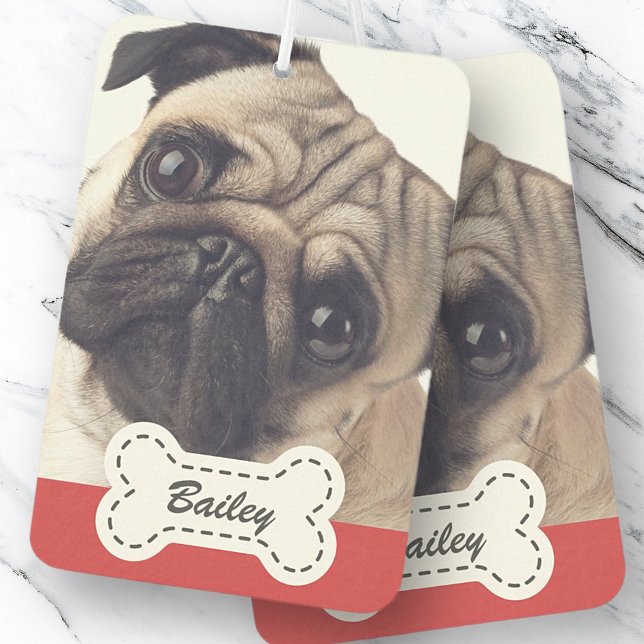 Pet Photos on Dog Bone Name Plate Car Car Air Freshener (Creator Uploaded)