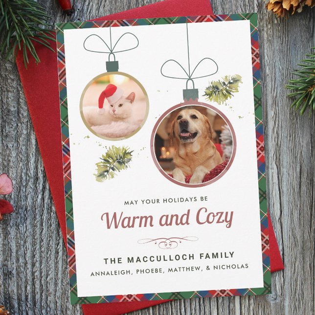 Pet Photos Plaid Tartan Christmas Holiday Card (Pet Photos Plaid Tartan Christmas Holiday Card)