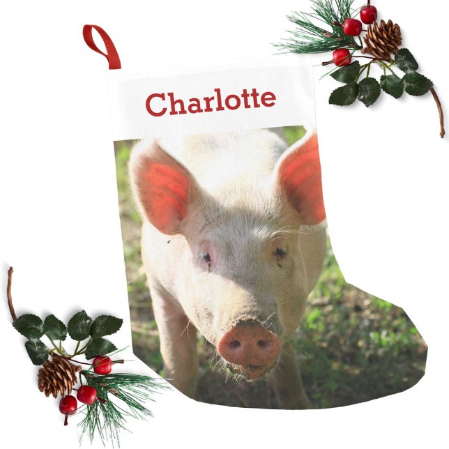 Pet Pig Lover Photo & Name Personalised Small Christmas Stocking (Creator Uploaded)