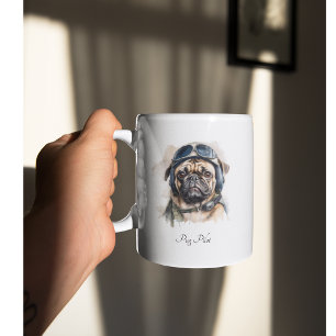 Pet Pilot Pug customisable Two-Tone Coffee Mug
