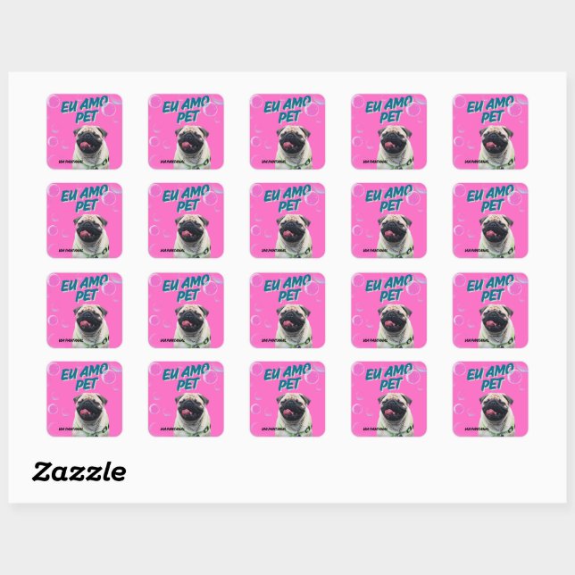 Pet Pink Square Adhesives Square Sticker (Sheet)