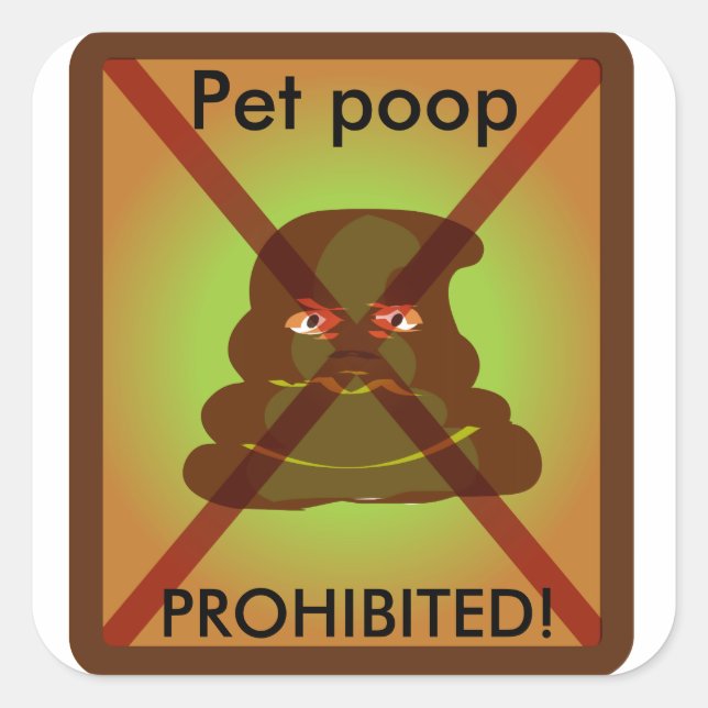 "Pet poop PROHIBITED" trashcan sticker (Front)
